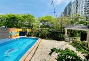 Villa for rent near Lake View, District 9, Thu Duc City, has 8 bedrooms, mineral salt pool, BBQ area