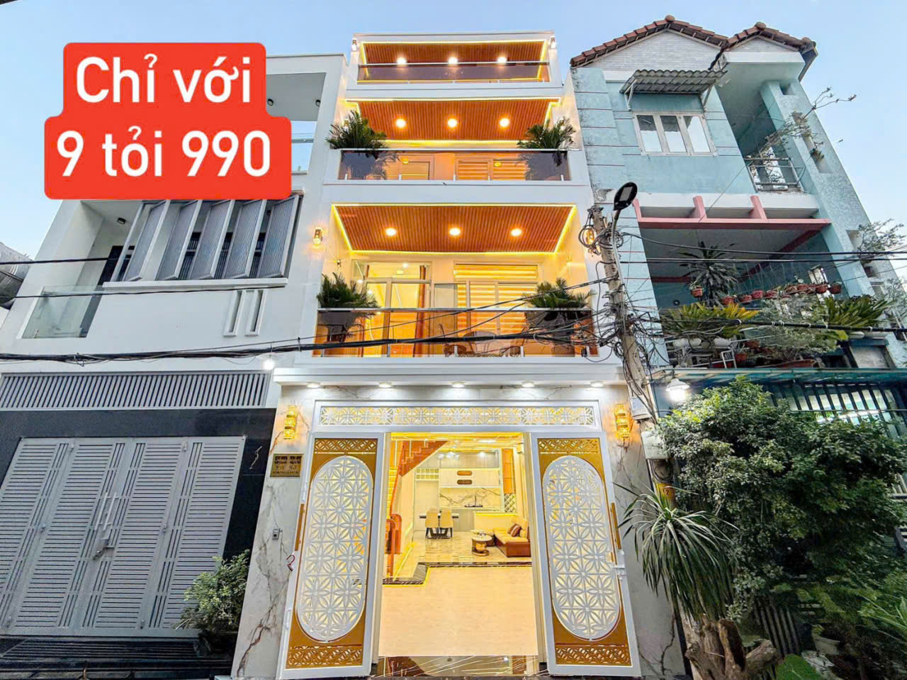 Townhouse for sale in car alley Go O Moi street, District 7 built 3 floors with 4 bedrooms with high-class furniture – 60m2 4